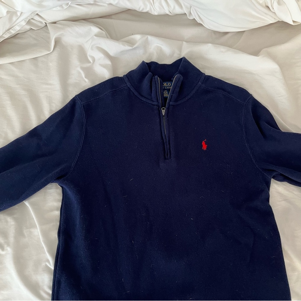 Boys Large Navy Ralph Lauren 1/4 zip.